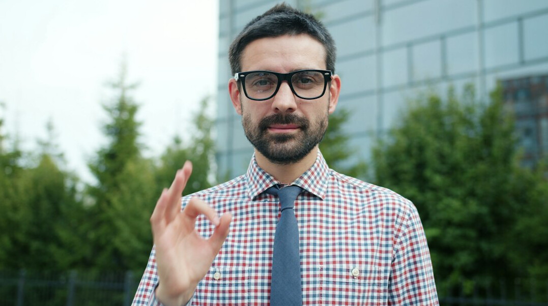 man speaking confidently